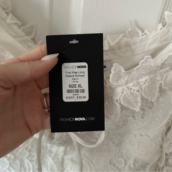 Fashion Nova Lace Off-Shoulder Romper - Picture 5 of 8